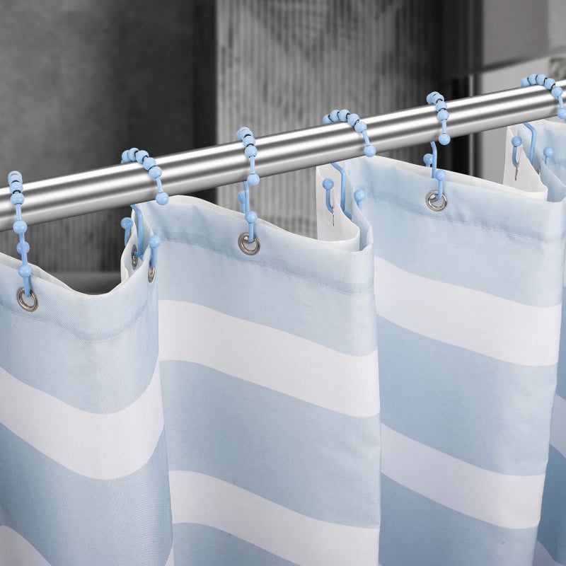 Titanker Shower Curtain Hooks, Rust Resistant Shower Curtain Rings for Bathroom, Metal Double Glide Shower Hooks Hangers for Bathroom Shower Rods Curtains, Set of 12 Hooks - Blue - Image 5